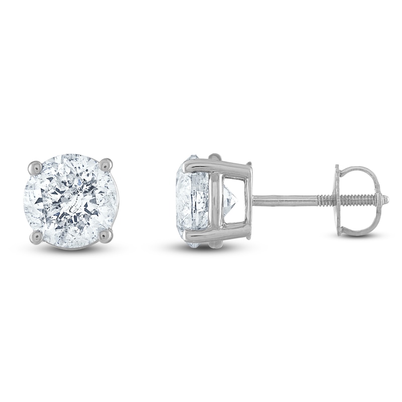 Main Image 1 of Certified Round-Cut Diamond Solitaire Stud Earrings 1-1/2 ct tw Platinum (VS2/F)