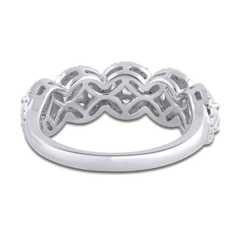 Main Image 3 of Round & Marquise-Cut Diamond Halo Wedding Band 1 ct tw 14K White Gold