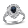 Thumbnail Image 1 of Pear-Shaped Natural Blue Sapphire & Diamond Halo Engagement Ring 1/2 ct tw 14K White Gold