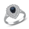 Thumbnail Image 2 of Pear-Shaped Natural Blue Sapphire & Diamond Halo Engagement Ring 1/2 ct tw 14K White Gold
