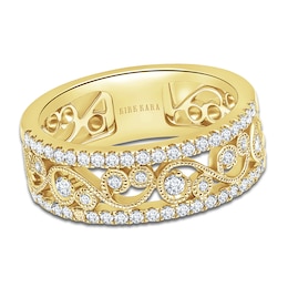Kirk Kara Round Diamond 1/2 ct tw Wide Lace Wedding Band 18K Yellow Gold