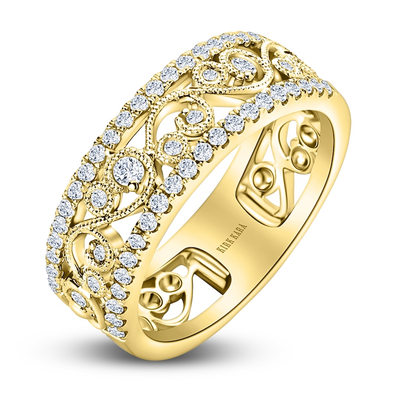 Main Image 2 of Kirk Kara Round Diamond 1/2 ct tw Wide Lace Wedding Band 18K Yellow Gold