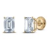 Thumbnail Image 2 of Emerald-Cut Lab-Grown Diamond Solitaire Stud Earrings 2 ct tw 14K Yellow Gold (F/SI2)