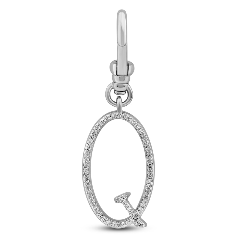 Charm'd by Lulu Frost Diamond Letter Q Charm 1/10 ct tw Pavé Round 10K White Gold