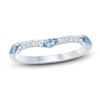 Thumbnail Image 1 of Natural Aquamarine Marquise-Cut & Round Diamond Contour Anniversary Ring 1/6 ct tw 14K White Gold