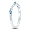 Thumbnail Image 2 of Natural Aquamarine Marquise-Cut & Round Diamond Contour Anniversary Ring 1/6 ct tw 14K White Gold
