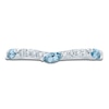 Thumbnail Image 3 of Natural Aquamarine Marquise-Cut & Round Diamond Contour Anniversary Ring 1/6 ct tw 14K White Gold