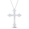Thumbnail Image 1 of Diamond Flared Cross Necklace 1/4 ct tw 10K White Gold 18"
