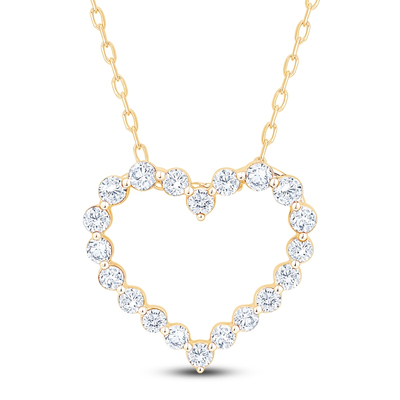 Main Image 1 of Diamond Heart Outline Necklace 1 ct tw 10K Yellow Gold 18"