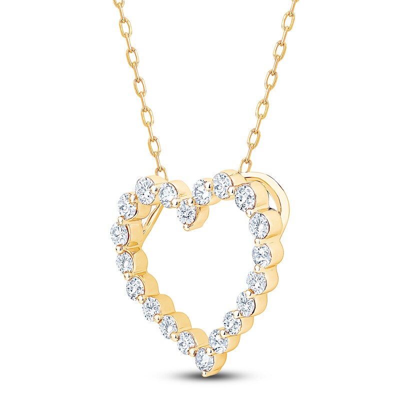 Main Image 3 of Diamond Heart Outline Necklace 1 ct tw 10K Yellow Gold 18"