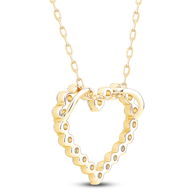 Main Image 4 of Diamond Heart Outline Necklace 1 ct tw 10K Yellow Gold 18"