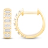 Thumbnail Image 1 of Baguette & Round-Cut Diamond Hoop Earrings 1/4 ct tw 10K Yellow Gold