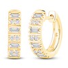 Thumbnail Image 2 of Baguette & Round-Cut Diamond Hoop Earrings 1/4 ct tw 10K Yellow Gold