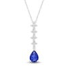 Thumbnail Image 1 of Pear-Shaped Blue Lab-Created Sapphire & White Lab-Created Sapphire Drop Necklace Sterling Silver 18"