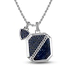 Thumbnail Image 1 of 1933 by Esquire Men's Natural Sodalite & Created Blue Sapphire Necklace Sterling Silver 22"
