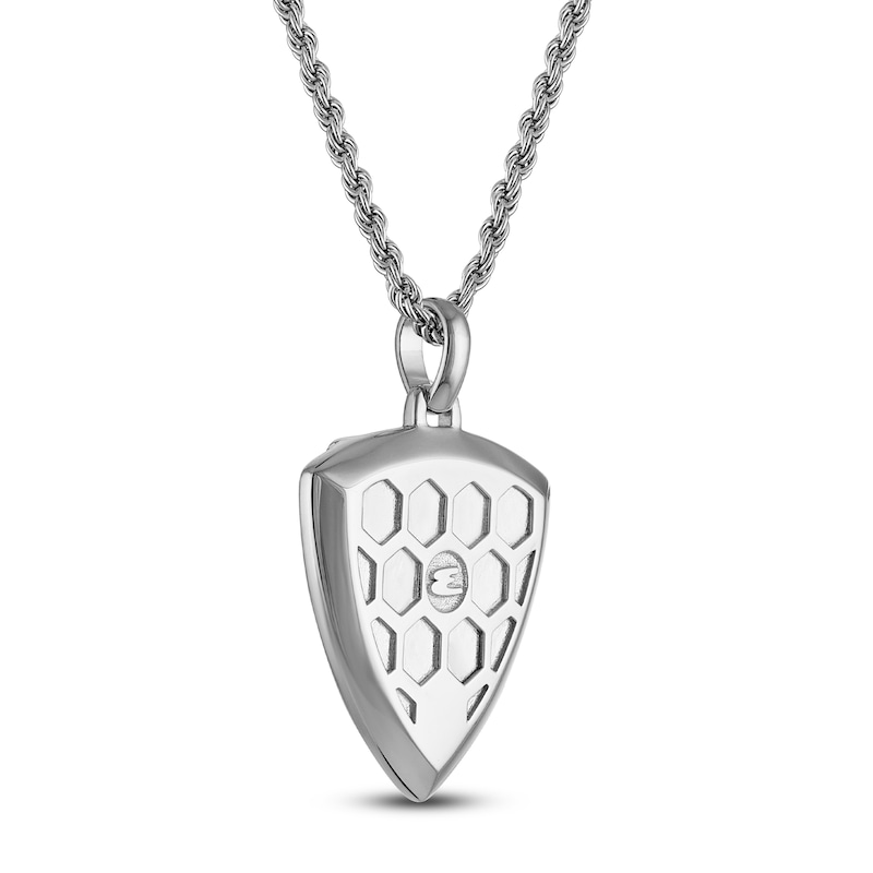 Main Image 3 of 1933 by Esquire Men's Natural Black Agate & Black Spinel Shield Necklace Sterling Silver 22"