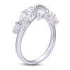 Thumbnail Image 2 of Pear-Shaped Lab-Created Opal & White Lab-Created Sapphire Curve Ring Sterling Silver