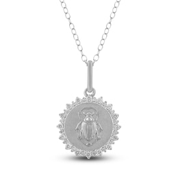 Diamond Scarab Beetle Medallion Necklace 1/4 ct tw Sterling Silver 18"
