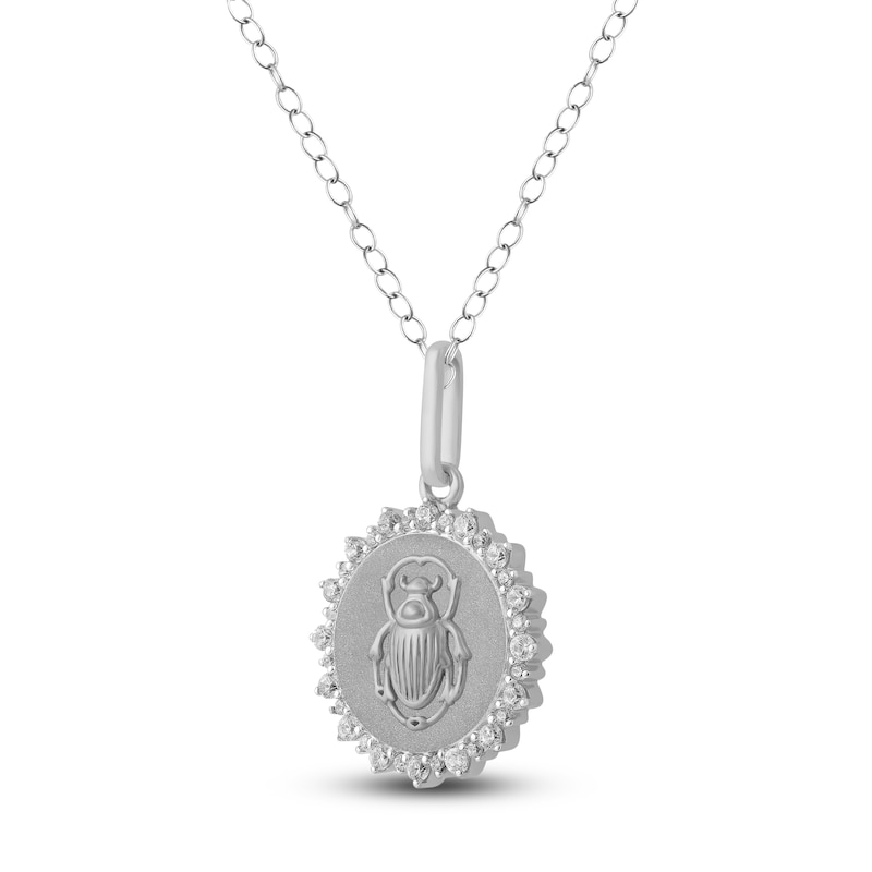 Main Image 2 of Diamond Scarab Beetle Medallion Necklace 1/4 ct tw Sterling Silver 18"