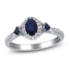 Thumbnail Image 1 of Oval-Cut & Square-Cut Natural Blue Sapphire & Diamond Three-Stone Ring 1/5 ct tw 14K White Gold