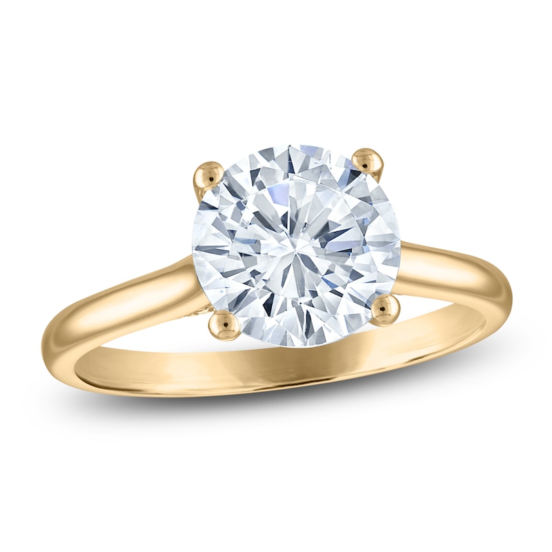 Main Image 1 of Round-Cut Lab-Grown Diamond Solitaire Plus Engagement Ring 2-5/8 ct tw 18K Yellow Gold (VS2/F)