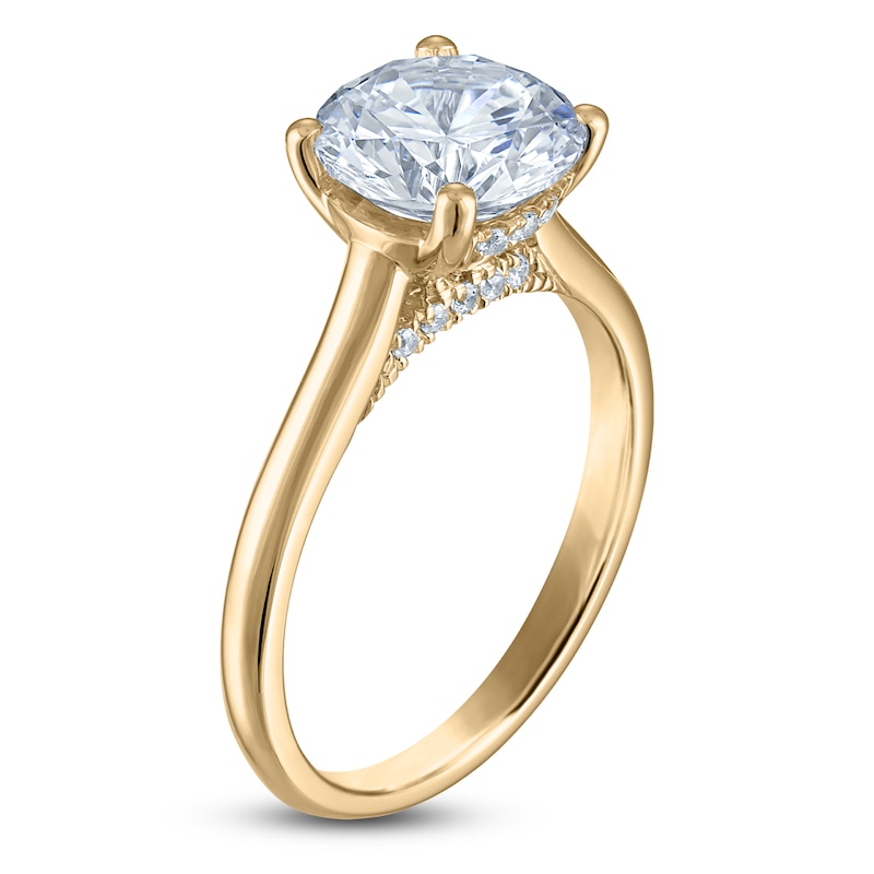 Main Image 2 of Round-Cut Lab-Grown Diamond Solitaire Plus Engagement Ring 2-5/8 ct tw 18K Yellow Gold (VS2/F)