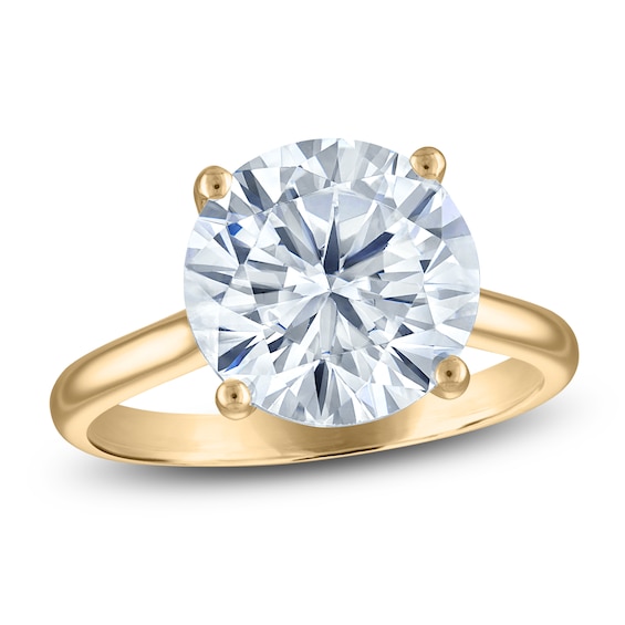 Round-Cut Lab-Grown Diamond Solitaire Plus Engagement Ring 5-1/6 ct tw 18K Yellow Gold (VS2/F)