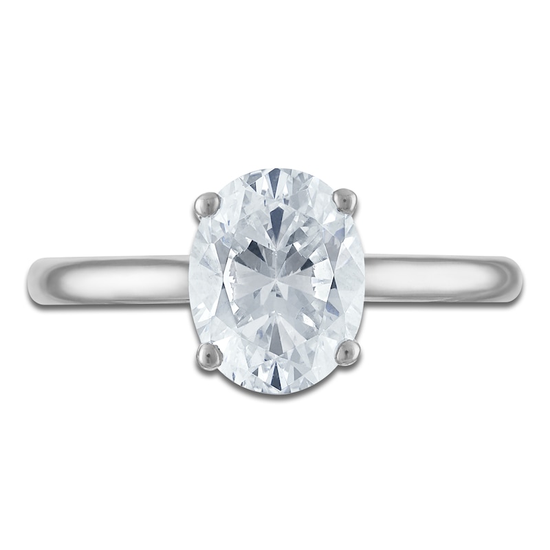 Main Image 3 of Oval-Cut Lab-Grown Diamond Solitaire Plus Engagement Ring 1-5/8 ct tw Platinum (VS2/F)