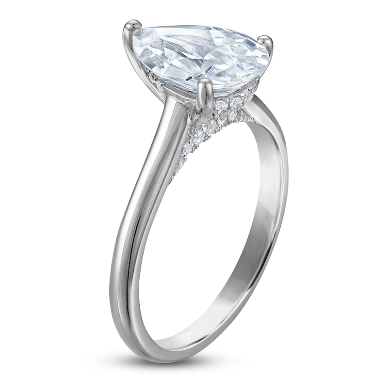 Main Image 2 of Pear-Shaped Lab-Grown Diamond Solitaire Plus Engagement Ring 2-1/8 ct tw Platinum (VS2/F)