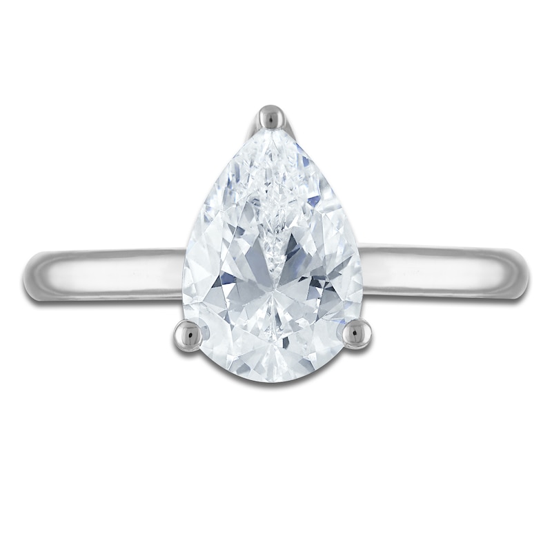 Main Image 3 of Pear-Shaped Lab-Grown Diamond Solitaire Plus Engagement Ring 2-1/8 ct tw Platinum (VS2/F)