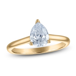 Pear-Shaped Lab-Grown Diamond Solitaire Plus Engagement Ring 7/8 ct tw 18K Yellow Gold (VS2/F)