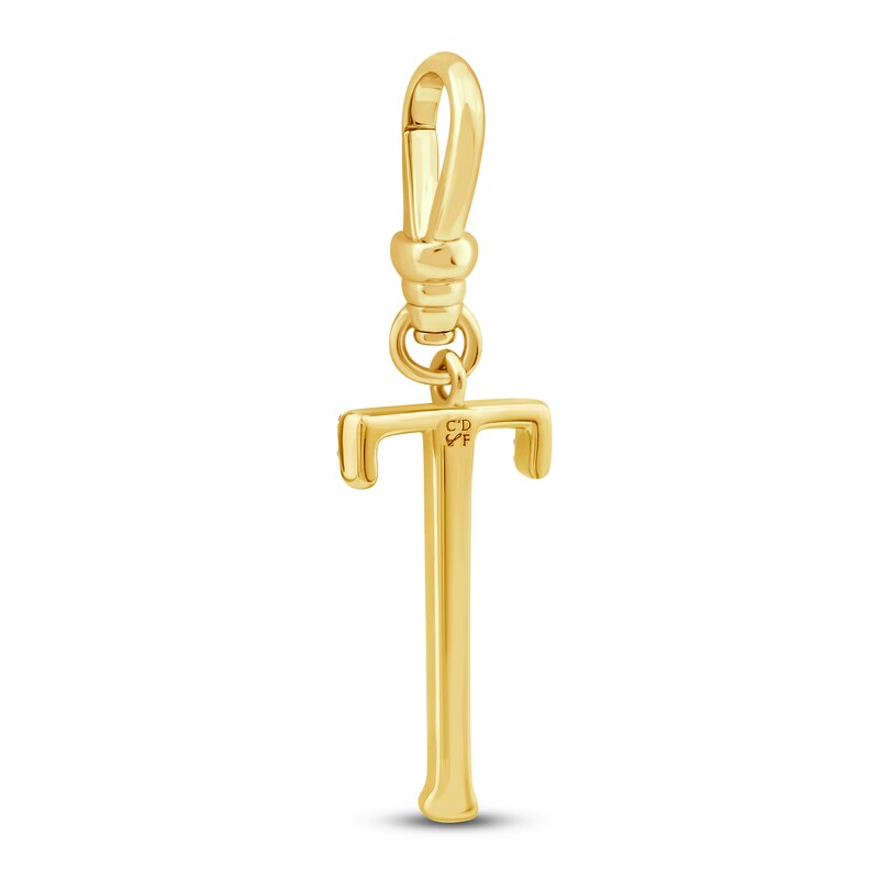 Main Image 2 of Charm'd by Lulu Frost Diamond Letter T Charm 1/15 ct tw Pavé Round 10K Yellow Gold