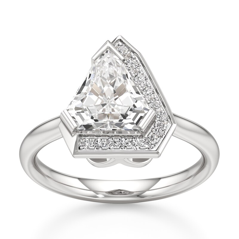 Main Image 1 of J'Lure Shield Step-Cut Lab-Grown Diamond Half-Halo Engagement Ring 2 ct tw 18K White Gold
