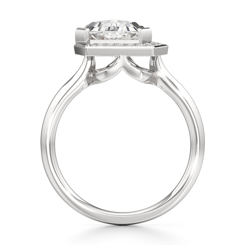 Main Image 2 of J'Lure Shield Step-Cut Lab-Grown Diamond Half-Halo Engagement Ring 2 ct tw 18K White Gold