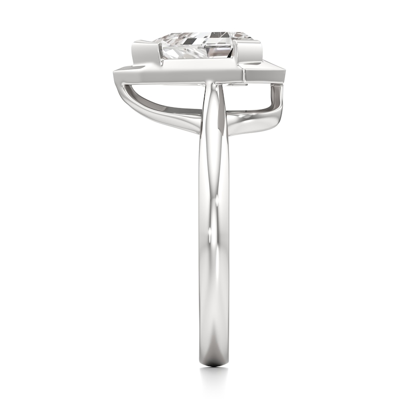 Main Image 3 of J'Lure Shield Step-Cut Lab-Grown Diamond Half-Halo Engagement Ring 2 ct tw 18K White Gold