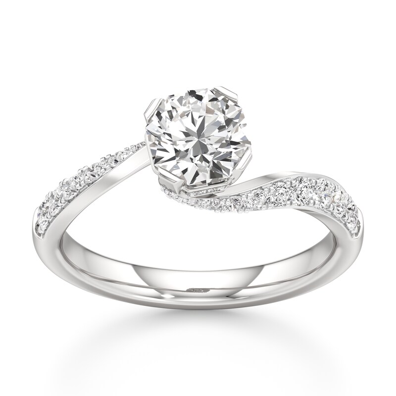 Main Image 1 of J'Lure Octagon Brilliant-Cut Lab-Grown Diamond Bypass Engagement Ring 1-1/3 ct tw 18K White Gold