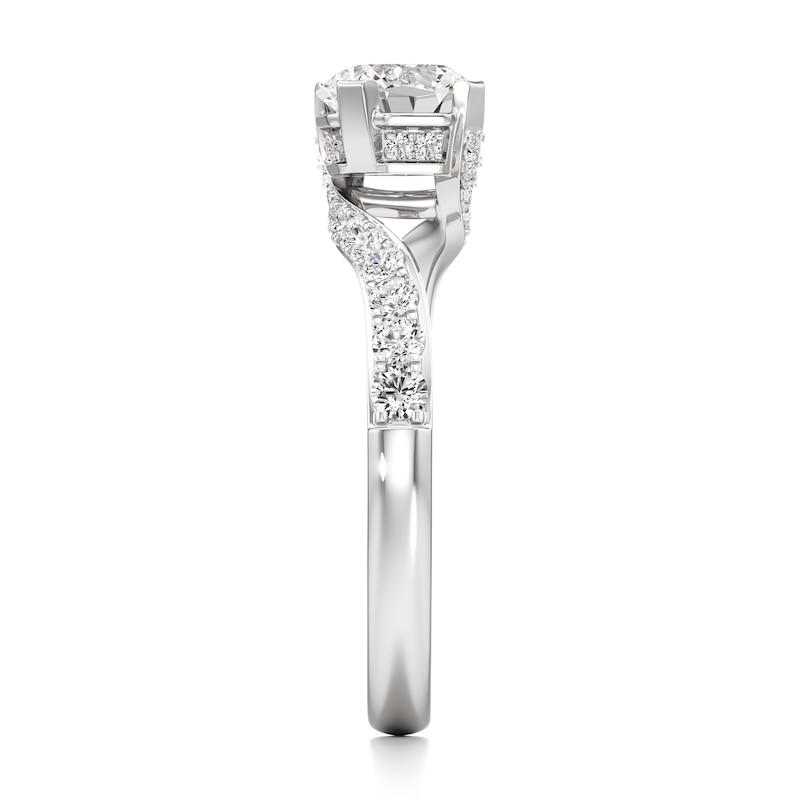Main Image 3 of J'Lure Octagon Brilliant-Cut Lab-Grown Diamond Bypass Engagement Ring 1-1/3 ct tw 18K White Gold