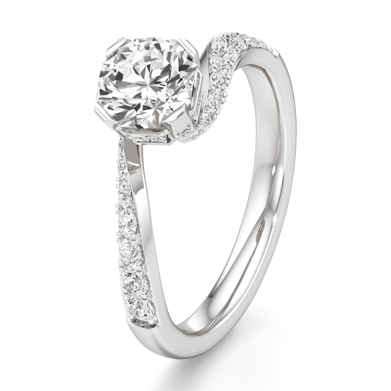 Main Image 4 of J'Lure Octagon Brilliant-Cut Lab-Grown Diamond Bypass Engagement Ring 1-1/3 ct tw 18K White Gold