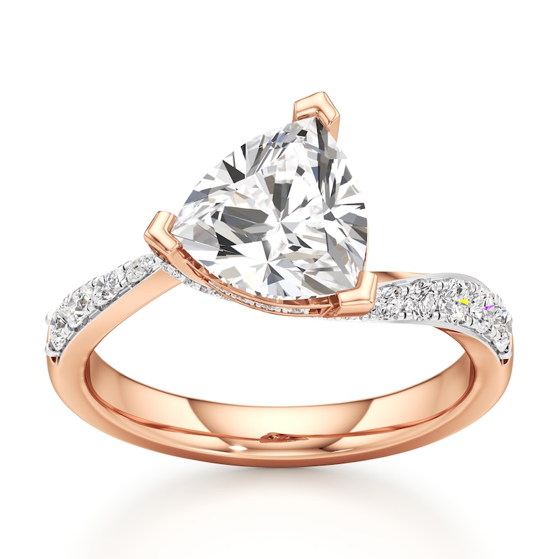 Main Image 1 of J'Lure Trillion Curved Brilliant-Cut Lab-Created Diamond Bypass Engagement Ring 2-1/4 ct tw 18K Rose Gold
