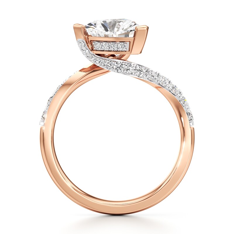 Main Image 2 of J'Lure Trillion Curved Brilliant-Cut Lab-Created Diamond Bypass Engagement Ring 2-1/4 ct tw 18K Rose Gold
