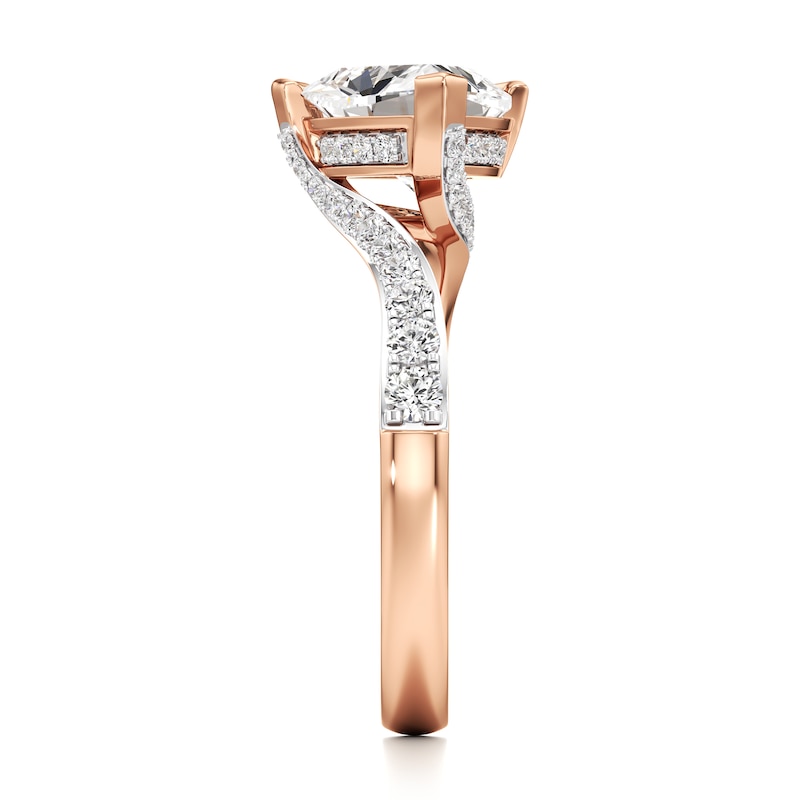Main Image 3 of J'Lure Trillion Curved Brilliant-Cut Lab-Created Diamond Bypass Engagement Ring 2-1/4 ct tw 18K Rose Gold