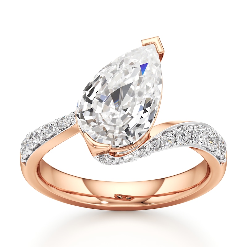 Main Image 1 of J'Lure Pear Step-Cut Lab-Grown Diamond Bypass Engagement Ring 3-1/2 ct tw 18K Rose Gold