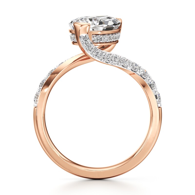 Main Image 2 of J'Lure Pear Step-Cut Lab-Grown Diamond Bypass Engagement Ring 3-1/2 ct tw 18K Rose Gold