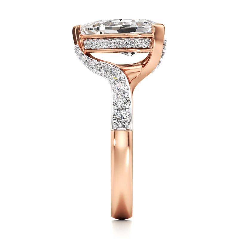 Main Image 3 of J'Lure Pear Step-Cut Lab-Grown Diamond Bypass Engagement Ring 3-1/2 ct tw 18K Rose Gold