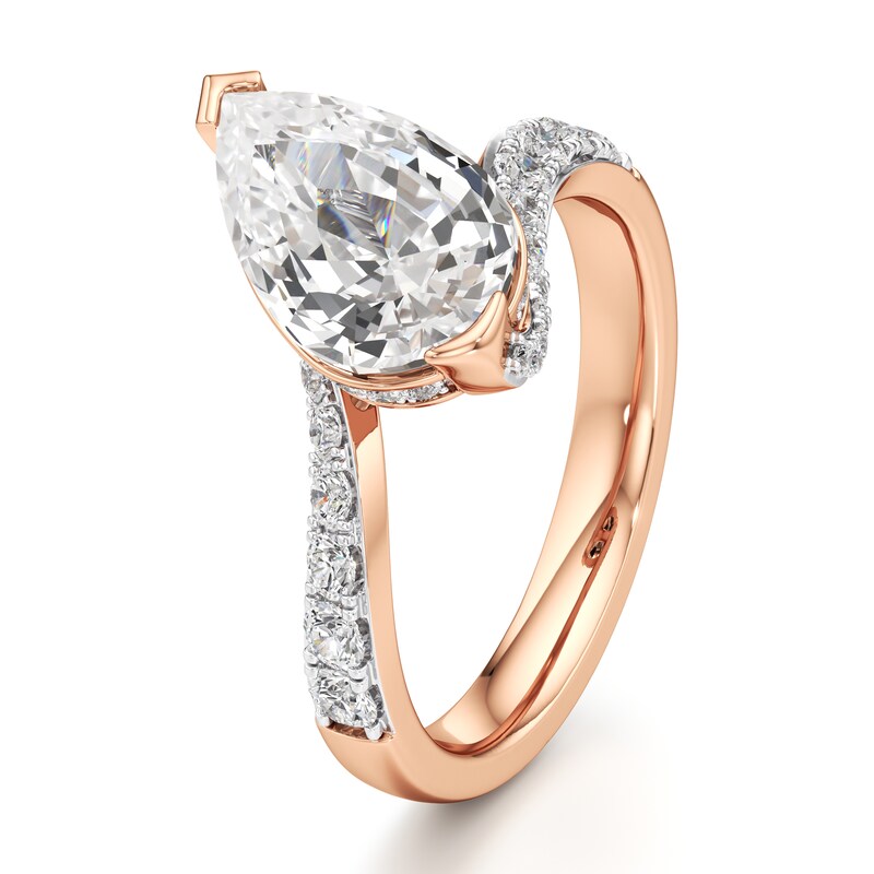 Main Image 4 of J'Lure Pear Step-Cut Lab-Grown Diamond Bypass Engagement Ring 3-1/2 ct tw 18K Rose Gold