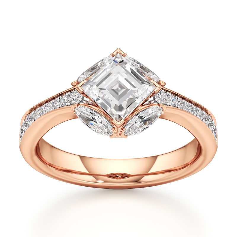 Main Image 1 of J'Lure Carre Step-Cut Lab-Grown Diamond Engagement Ring 1-5/8 ct tw 18K Rose Gold
