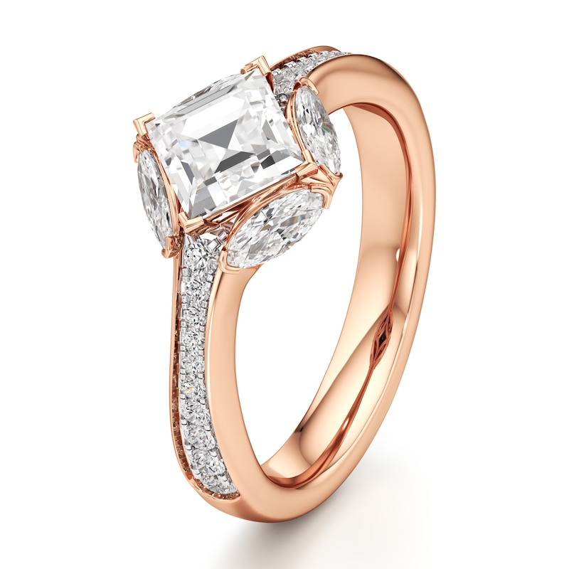 Main Image 4 of J'Lure Carre Step-Cut Lab-Grown Diamond Engagement Ring 1-5/8 ct tw 18K Rose Gold