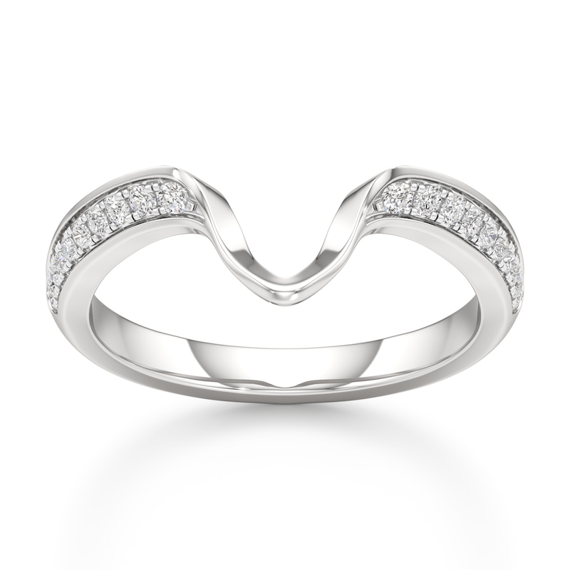 Main Image 1 of J'Lure Lab-Created Diamond Contour Wedding Band 1/6 ct tw 18K White Gold