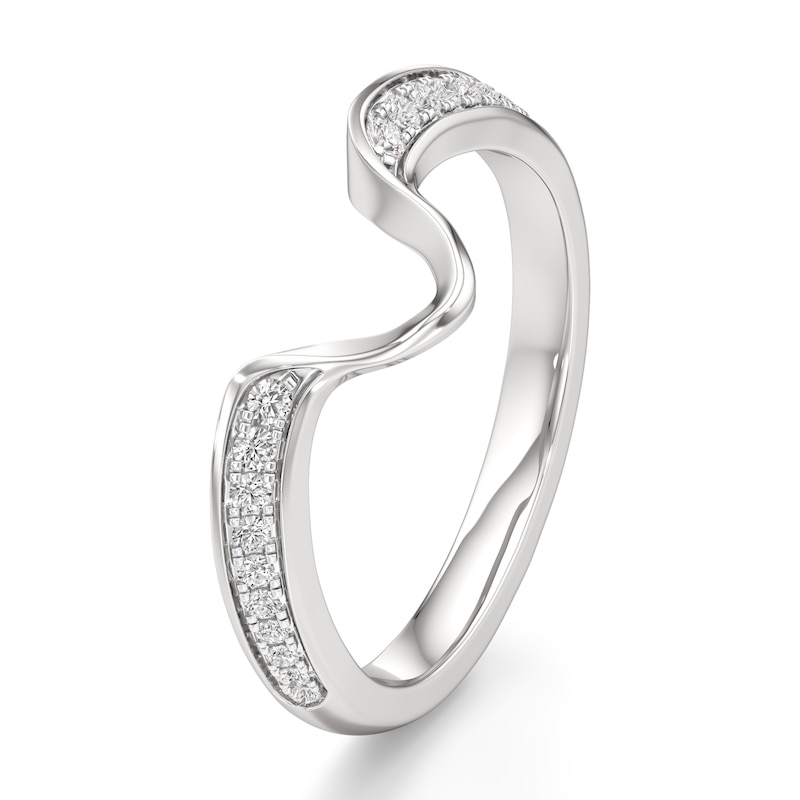 Main Image 4 of J'Lure Lab-Created Diamond Contour Wedding Band 1/6 ct tw 18K White Gold