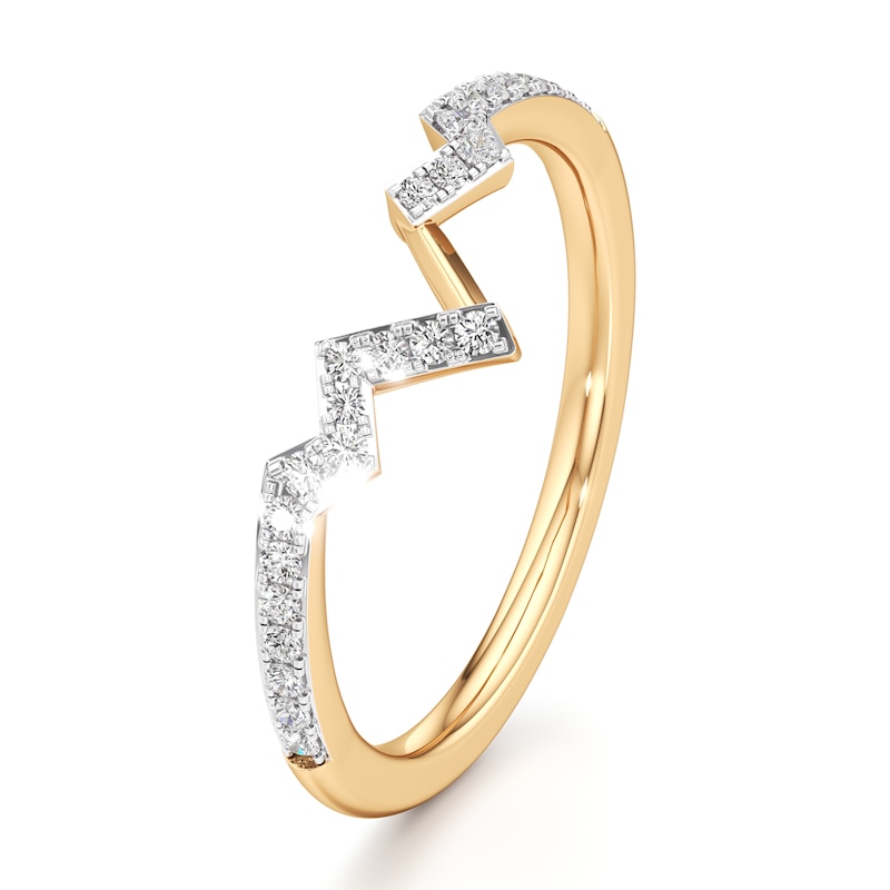 Main Image 4 of J'Lure Lab-Grown Diamond Angled Contour Wedding Band 1/6 ct tw 18K Yellow Gold